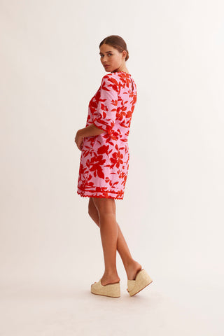 Claire Cotton Dress in Hibiscus Angelica Print