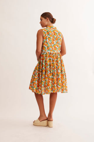 Gigi Cotton Silk Dress in Ice Valencia Print