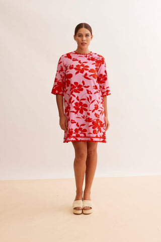 Claire Cotton Dress in Hibiscus Angelica Print