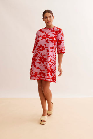 Claire Cotton Dress in Hibiscus Angelica Print