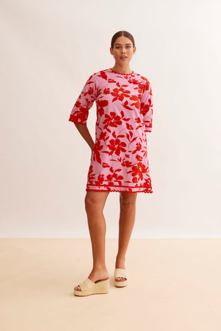 Claire Cotton Dress in Hibiscus Angelica Print