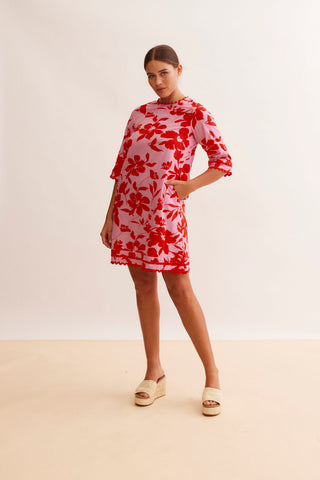 Claire Cotton Dress in Hibiscus Angelica Print