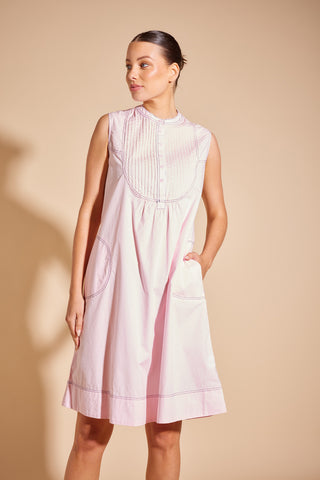 Pintuck Poplin Dress in Blossom