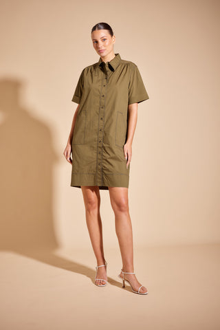 Odyssey Poplin Dress in Olive