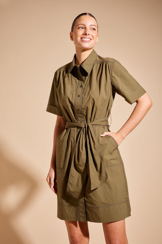 Odyssey Poplin Dress in Olive