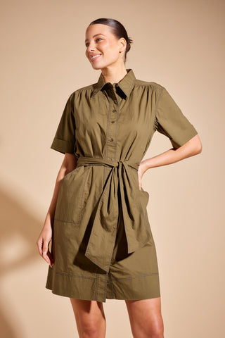 Odyssey Poplin Dress in Olive