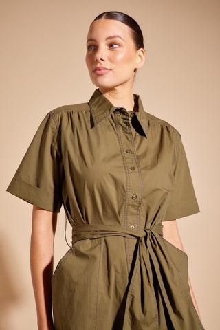 Odyssey Poplin Dress in Olive