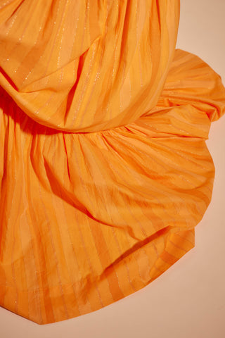 Portofino Stripe Voile Dress in Tangerine