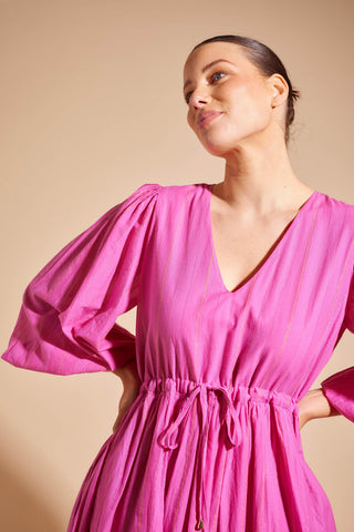 Lambada Stripe Voile Dress in Pink