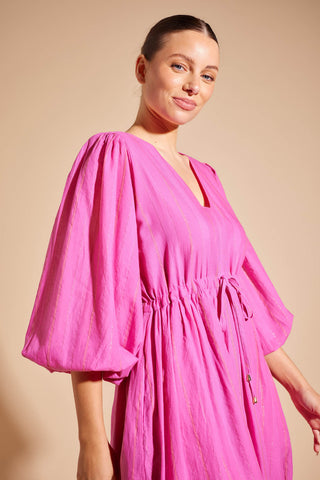 Lambada Stripe Voile Dress in Pink