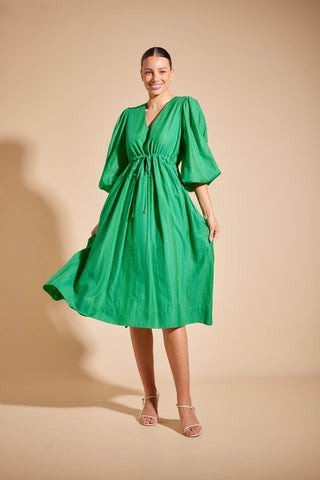 Lambada Stripe Voile Dress in Green