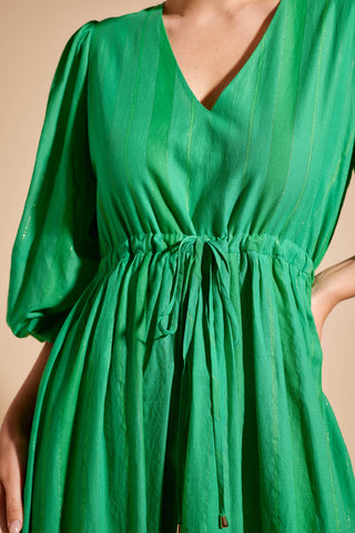 Lambada Stripe Voile Dress in Green