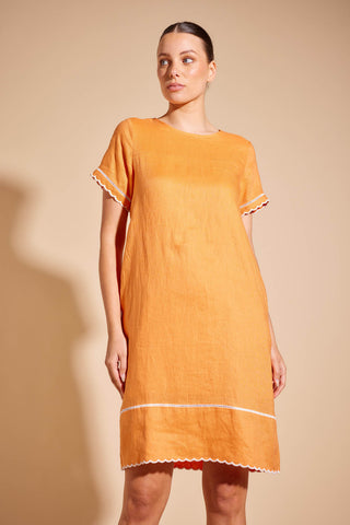Odette Linen Dress in Marigold