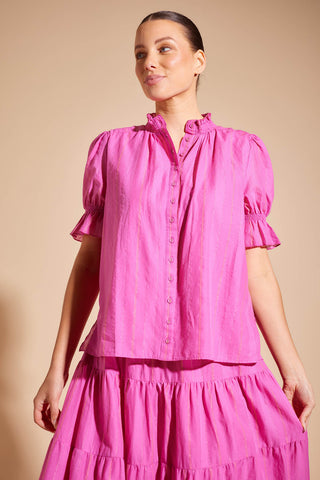 Verona Stripe Voile Shirt in Pink
