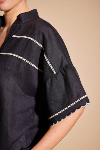 Odette Linen Shirt in Black
