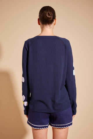 Posy Cotton Sweater in Navy
