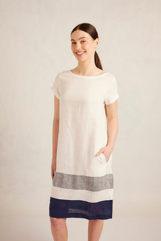 Connie Linen Dress in Ivory