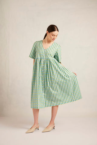 Sorrento Cotton Dress in Cornflower Gingham