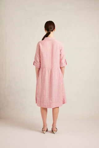 Maxine Linen Dress in Red Stripe