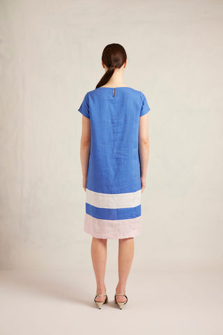 Connie Linen Dress in Cobalt