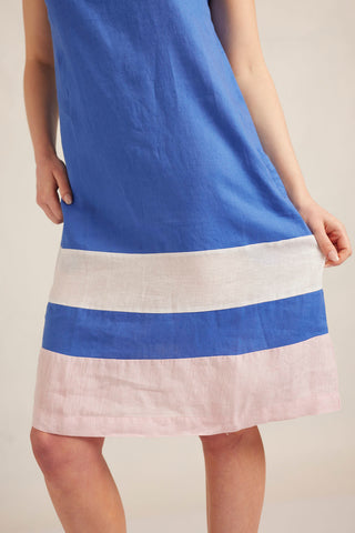 Connie Linen Dress in Cobalt