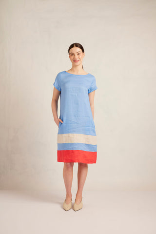 Connie Linen Dress in Cornflower