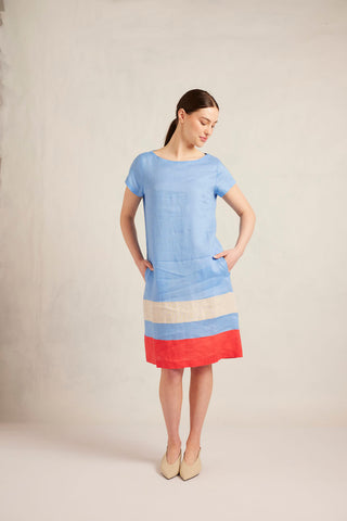 Connie Linen Dress in Cornflower