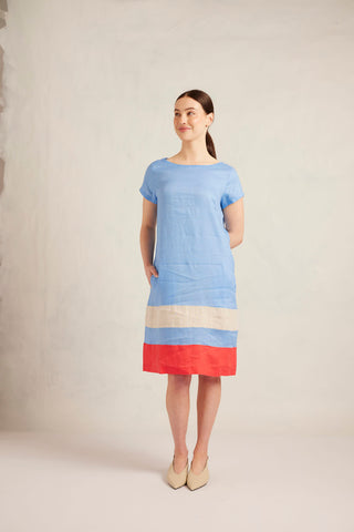 Connie Linen Dress in Cornflower