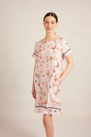 Connie Linen Dress in Petal Blossom