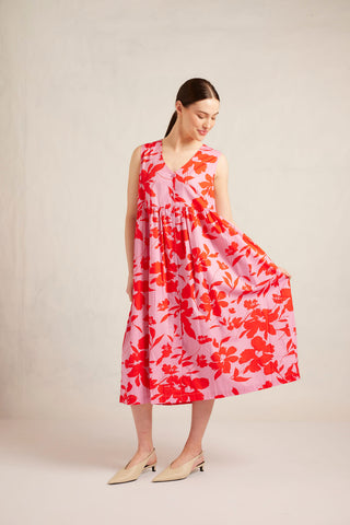 Summer Cotton Dress in Hibiscus Angelica Print