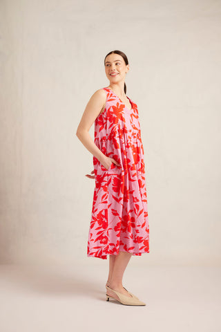 Summer Cotton Dress in Hibiscus Angelica Print