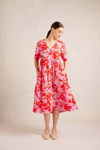 Sorrento Cotton Dress in Hibiscus Angelica Print