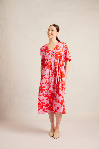 Sorrento Cotton Dress in Hibiscus Angelica Print