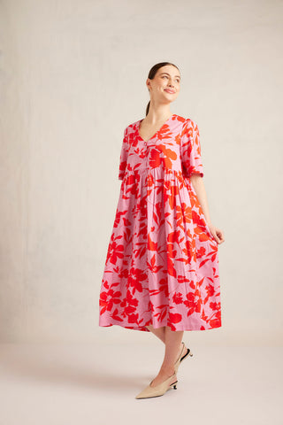 Sorrento Cotton Dress in Hibiscus Angelica Print