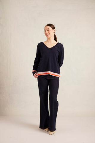 Ava Merino Cashmere Sweater in Officer Navy