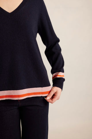 Ava Merino Cashmere Sweater in Officer Navy