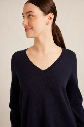 Ava Merino Cashmere Sweater in Officer Navy