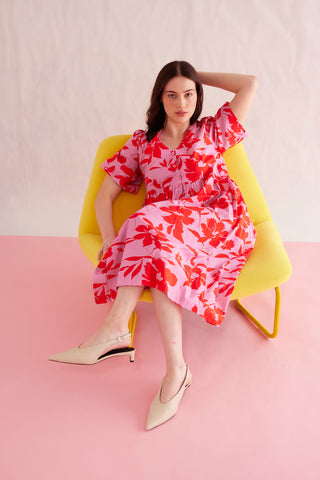 Sorrento Cotton Dress in Hibiscus Angelica Print