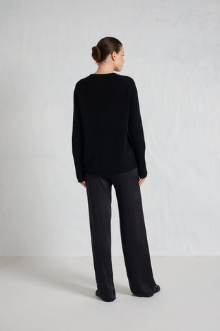 Fifi Crew Cashmere Sweater in Black