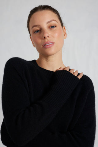 Fifi Crew Cashmere Sweater in Black