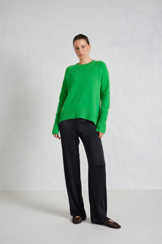 Alessandra Knitwear Fifi Crew Cashmere Sweater in Lime Green 