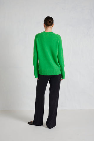 Fifi Crew Cashmere Sweater in Lime Green