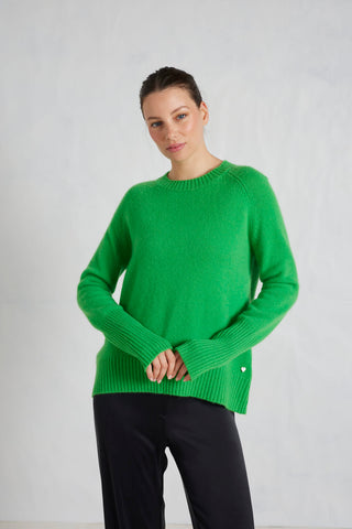 Fifi Crew Cashmere Sweater in Lime Green