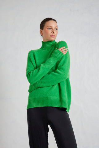 Fifi Polo Cashmere Sweater in Lime Green
