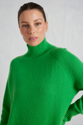 Fifi Polo Cashmere Sweater in Lime Green