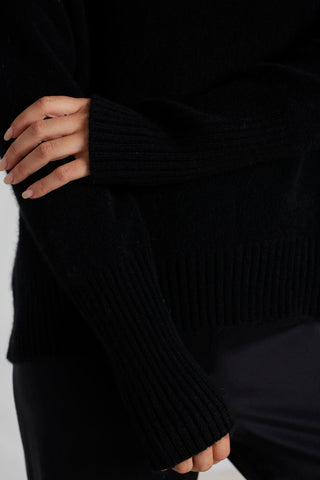 Fifi Polo Cashmere Sweater in Black