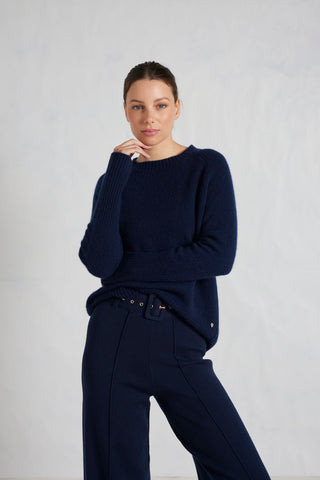 Fifi Crew Cashmere Sweater in Midnight Navy