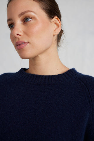 Fifi Crew Cashmere Sweater in Midnight Navy
