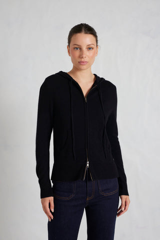 Amber Cashmere Hoodie in Black