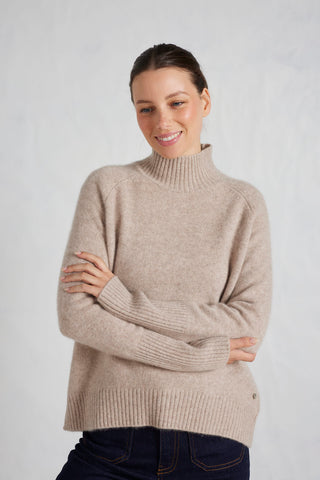 Fifi Polo Cashmere Sweater in Lightweight Beige